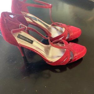 WHBM White House Black Market red heels pumps t-strap size 8